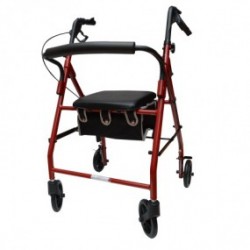 Andadera Rollator de aluminio AJ-N1025 color roja - Envío Gratuito