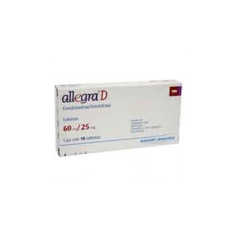 Allegra D 10 Tabletas 60mg (25mg) - Envío Gratuito